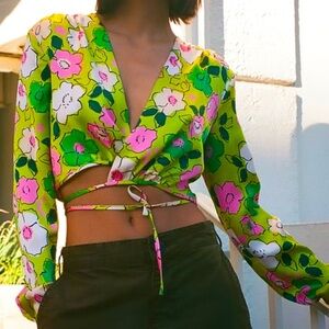 Zara Floral Satin Effect Top